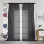 OWENIE Black Sheer Curtains 144 inch Extra Long, Elegant and Airy Drapes - Image 2