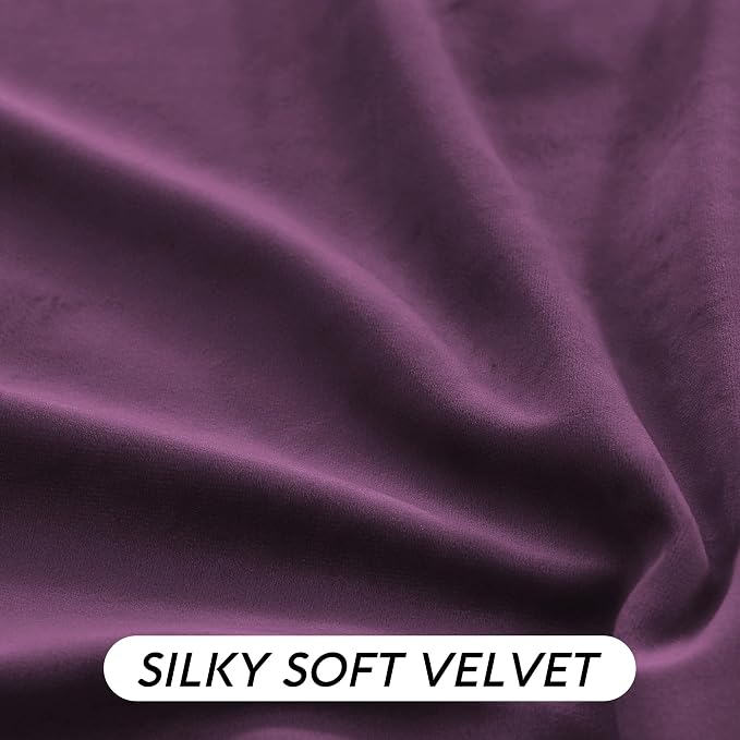 RYB HOME Purple Velvet Curtains 84 inches, Back Tab Soft Fabric Room Darkening - Image 5