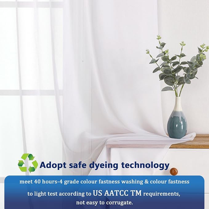 OVZME White Sheer Window Curtains 144 inch Extra Long 2PCS, Airy Scarf Drapes - Image 3