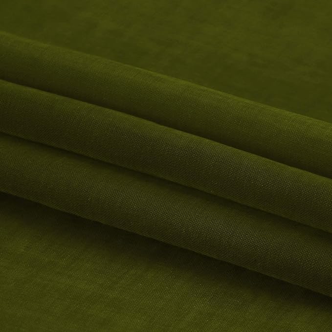 DWCN Olive Green Sheer Curtains Semi Transparent Voile Rod Pocket Curtains - Image 6