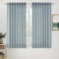 MIULEE Dusty Blue Short Linen Curtains 45 Inch Length 2 Panels by MIULEE