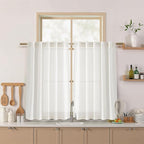 Nanspring 45 Inch Beige White Curtains Linen by Nanspring