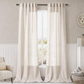 Beige Flax Linen Curtains 84 inches Long by Nanspring