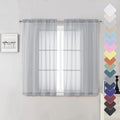 Lecloud Light Grey Sheer Curtains 54 Inch Length 2 Panels, Airy & Breathable by Lecloud