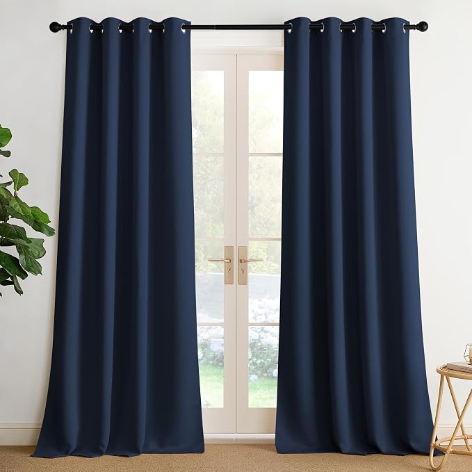 NICETOWN Room Darkening Draperies Curtains Panels, 2 Panels Navy Blue W52 x L96 by NICETOWN