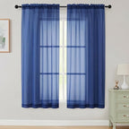 Sheer Curtains 63 Inch Length 2 Panels Set by WelvetBLK
