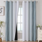 Estelar Textiler Stone Blue and Grayish White Blackout Curtains 108 Inches Long by ESTELARTEXTILER
