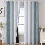 Estelar Textiler Stone Blue and Greyish White Blackout Curtains 84 Inches Long by ESTELARTEXTILER