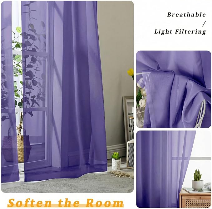 Gwine Short Kitchen Sheer Curtains 36 Inch Length - Image 5