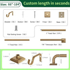 Boho Wood Grain Curtain Rods for Windows 66-184 Inch Heavy Duty Wrap Around - Image 8