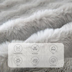 HANDONTIME Grey Plush Sofa Covers Washable Rabbit Plush Couch Cover Soft Cozy - Image 2