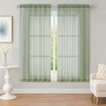 OWENIE Sheer Sage Green Curtains, Sheer Curtains 63 inch Length 2 Panels Set by OWENIE