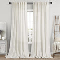 Linen Cream Curtains 118 Inch Extra Long by Nanspring