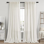 Cream Linen Curtains 101 Inches Long by Nanspring