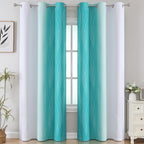 Estelar Textiler Teal and Greyish White Room Darkening Blackout Curtains 84 - Image 2