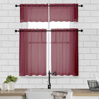 Chyhomenyc Sheer Curtains 36 Inch Length, Short Voile Sheer Window Curtians - Image 2