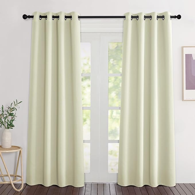 NICETOWN Room Darkening Beige Curtains 84 inches Long, Grommet Room Darkening by NICETOWN