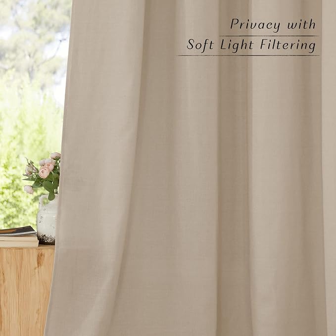 NICETOWN Thick Linen Blend 108 inches Long Curtains, Grommet Bedroom Window - Image 6