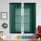 Aiyufeng Hunter Green Sheer Curtain Drapes 63 Inch Length 2 Panels by Aiyufeng