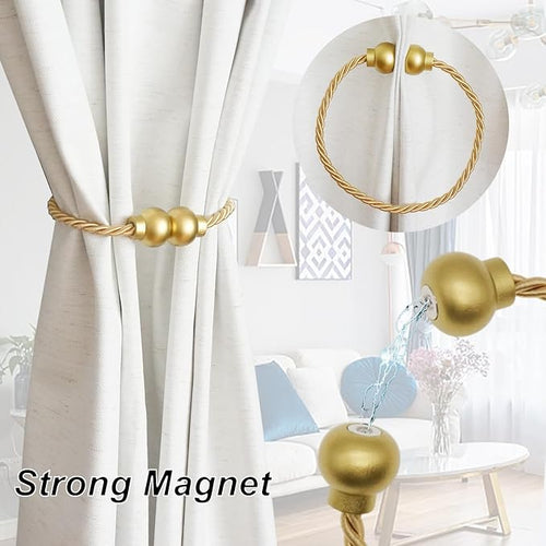 2 Pack Magnetic Curtain Tiebacks Modern Handmade Rope Curtain Tie Backs - Image 2