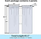 Simplebrand Semi Sheer White Curtains 84 Inches Long 2 Panels, Light Filtering - Image 2