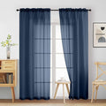 Navy Blue Sheer Curtains 90 Inches Long 2 Panels, Light Filtering Solid Sheer by Home