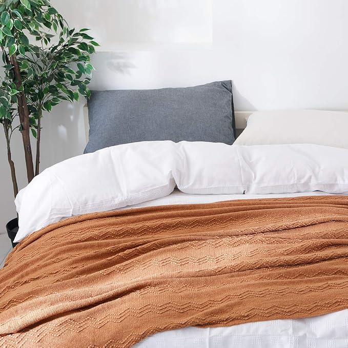 BOURINA Almond Throw Blanket 50 x90 Inches Throw Textured Solid Soft Sofa Throw - Image 6