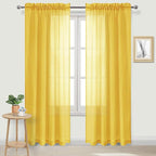 DWCN Yellow Sheer Curtains Semi Transparent Voile Rod Pocket Curtains by DWCN