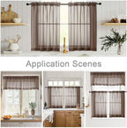 Chocolate Kitchen Curtains 30 Inch Length Tier 2 PCS, Solid Soft Airy Half - Image 6