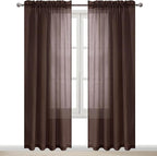 DWCN Brown Sheer Curtains Semi Transparent Voile Rod Pocket Curtains - Image 9