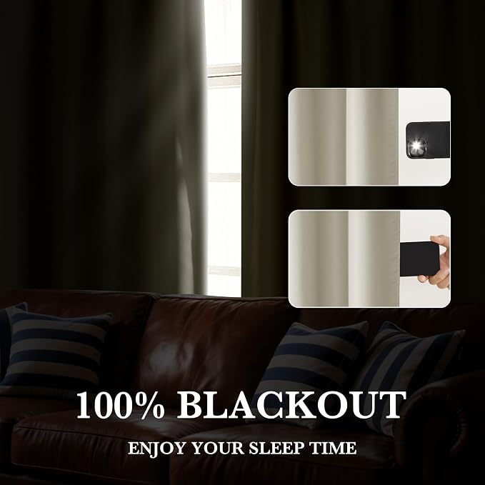 RYB HOME 100% Blackout Bathroom Curtains Over Sink 24 inches Long, Heat & UV - Image 5