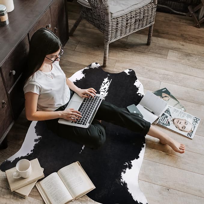 AROGAN Premium Faux Cowhide Rug 158 x 140 cm/5.2 x 4.6 feet, Durable and Large - Image 2