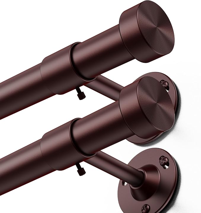 YaFex 2 Pack Heavy Duty Curtain Rods 32-60 Inch, 1 Inch Adjustable Curtain Rod by YaFex