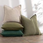 MIULEE Neutral Green Linen Pillow Covers Pack of 4 Decorative Natural Solid - Image 5