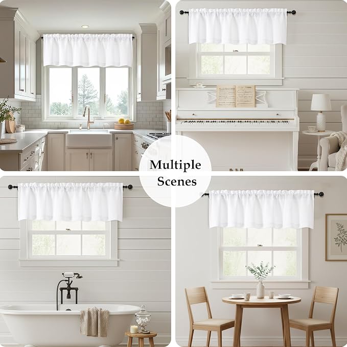 OWENIE White Valances for Windows 1 Pcs 24 Inch Length, Light Filtering - Image 7