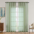 OVZME Sage Green Sheer Curtains 84 Inches Long 2 Panels Set, Light Filtering by OVZME