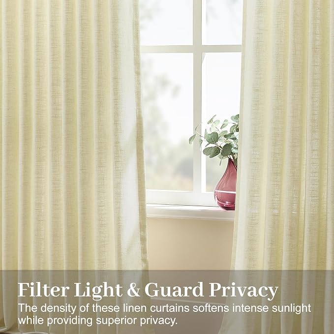 IVAPUPU Pinch Pleated Linen Curtains 102 Inches Long 2 Panels - Image 5