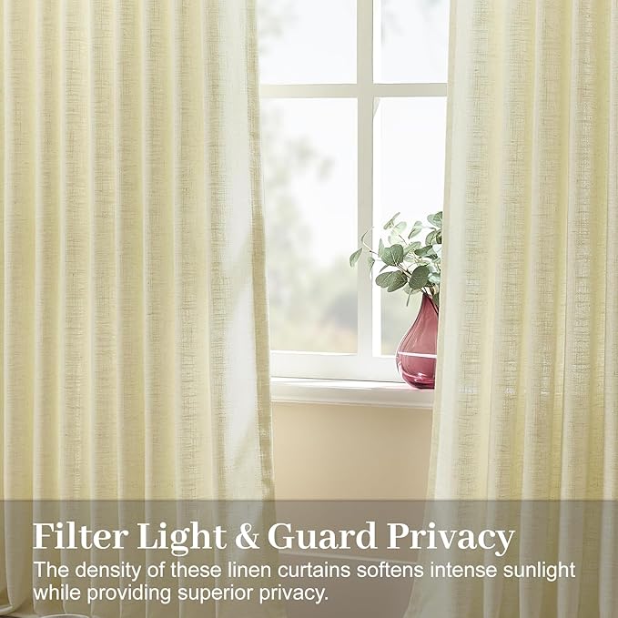 IVAPUPU 96 Inch Linen Curtains 2 Panel Set - Image 4
