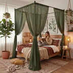 WAZZIO Boho Lace Curtains 84 Inches 2 Panel, Light Filtering Privacy Tassel & - Image 5
