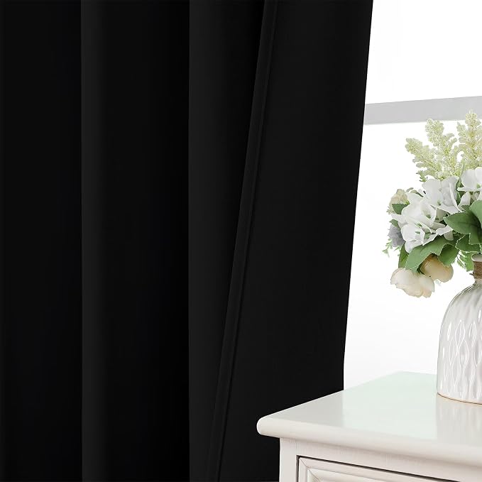 CUCRAF Black Blackout Curtains 54 inch Length 2 Panels Set, Rod Pocket Room - Image 6