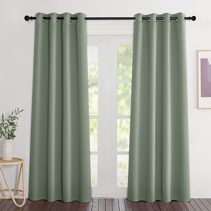 NICETOWN Sage Green Curtains 84 inch Length 2 Panels, Grommet Thermal Insulated by NICETOWN