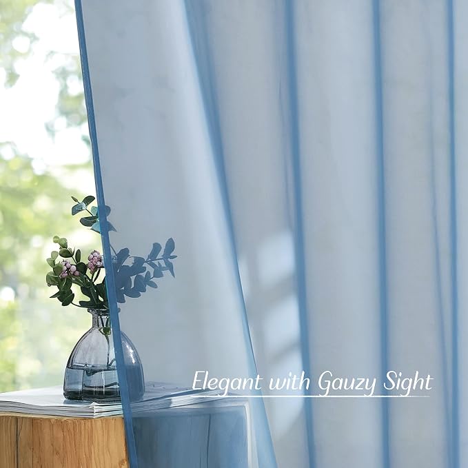 NICETOWN Stone Blue Sheer Curtains 96 Inches Long, Grommet Airy & Lightweight - Image 5