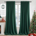 MIULEE Christmas Hunter Green Back Tab Blackout Curtains 108 Inch Long 2 Panels by MIULEE