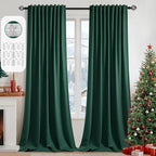 MIULEE Christmas Hunter Green Back Tab Blackout Curtains 102 Inch Long 2 Panels by MIULEE
