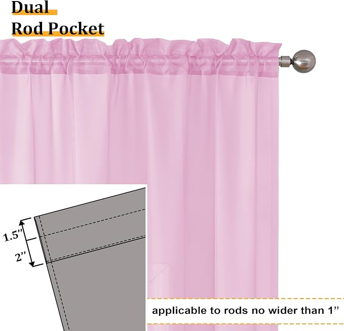 Aiyufeng Sheer Pink Curtains 72inches Long - Image 5