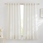 NICETOWN Bedroom Curtains Natural Linen Burlap, Rustic Rod Pocket & Back Tab by NICETOWN