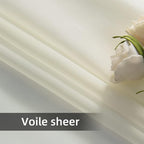 youleyar Solid Sheer Rod Pocket Curtain Voile Draperies 2 Panels White Beige - Image 6