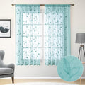 HOMEIDEAS Turquoise Aqua Sheer Curtains 52 X 63 Inches Length 2 Panels by HOMEIDEAS