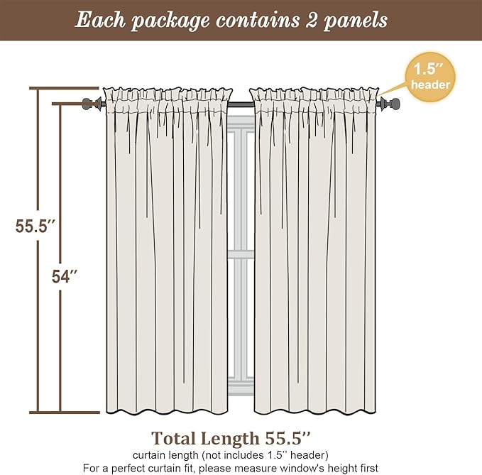 Chyhomenyc Ivory Sheer Curtains 54 Inch Length 2 Panels - Image 8