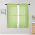 OWENIE Lime Sheer Curtains for Bedroom Living Room 54 Inch Length 2 Panels Set by OWENIE